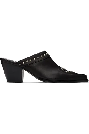 OPEN YY Mules western noires à cœur clouté