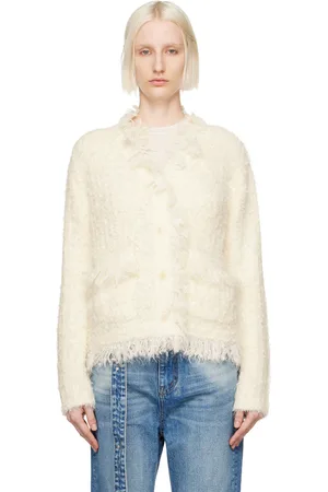 OPEN YY Cardigan blanc cassé à col en Y