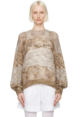 OPEN YY Pull brun clair à fils métalliques