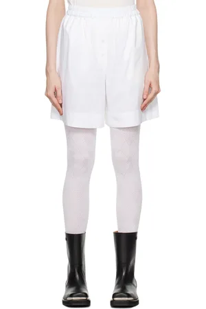 OPEN YY Short de pyjama blanc à motif argyle