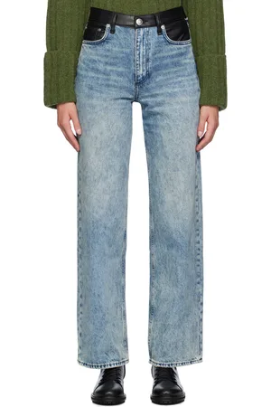 RAG&BONE Jean droit et décontracté Shea bleu à taille haute et à panneaux