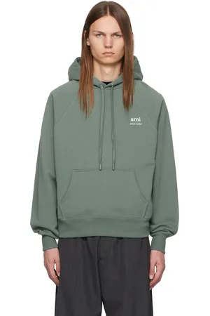Ami Pull à capuche vert à logos