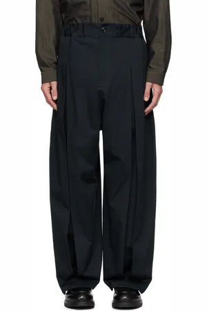 SAGE NATION Pantalon bleu marine à plis creux