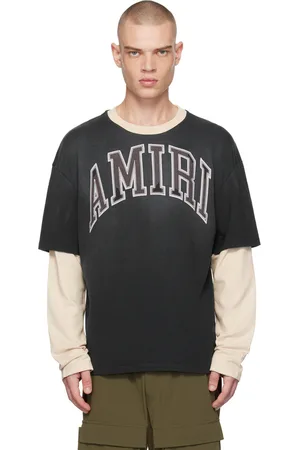 AMIRI T-shirt rétro noir et blanc cassé