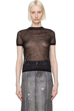 Acne Studios T-shirt semi-transparent noir