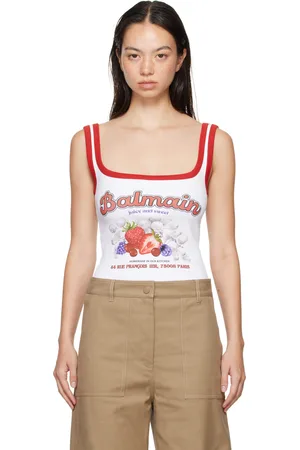 Balmain Débardeur blanc et rouge à image de fruits