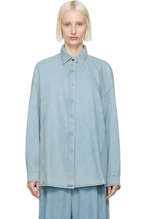 DRIES VAN NOTEN Chemise bleue en denim à pinces
