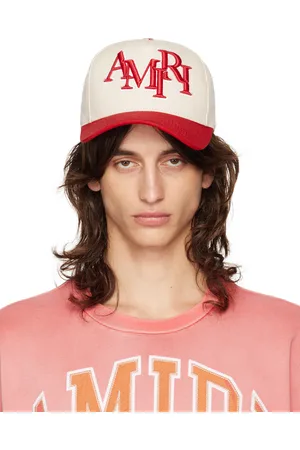 AMIRI Casquette beige et rouge en canevas à logo asymétrique