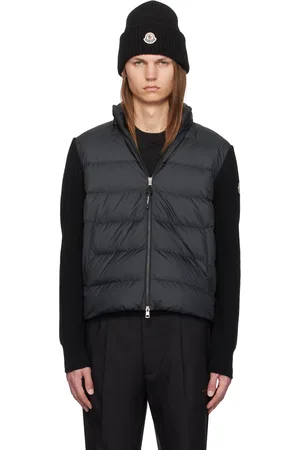 Moncler Pull à capuche noir rembourré en duvet à glissière