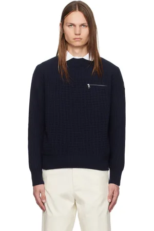 Moncler Pull bleu marine en laine et cachemire