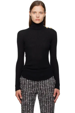 Balmain Col roulé noir à boutons