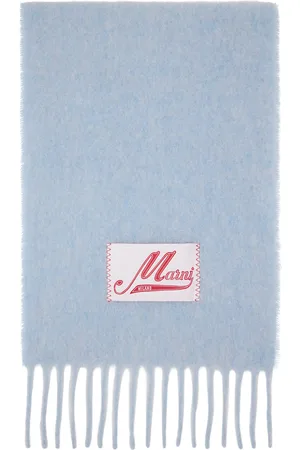 Marni Écharpe bleue en tricot brossé d