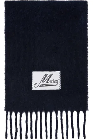 Marni Écharpe bleu marine en tricot brossé d