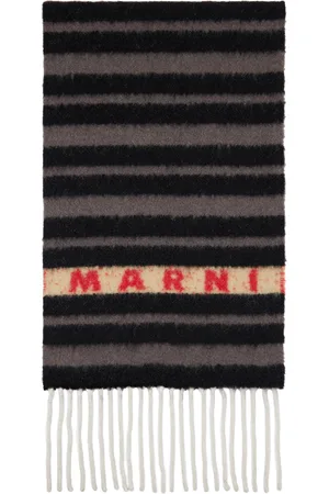 Marni Écharpe noir et gris en alpaga à rayures
