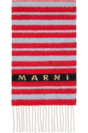 Marni Écharpe rouge et bleu en alpaga à rayures