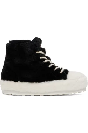 Marni Baskets de tennis noir et blanc en fourrure synthétique