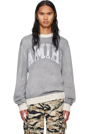 AMIRI Pull rétro gris en cachemire à appliqués à logo