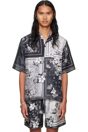 AMIRI Chemise de bowling noire à motif cachemire floral