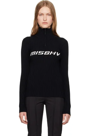 MISBHV Col roulé de ski noir à glissière un quart
