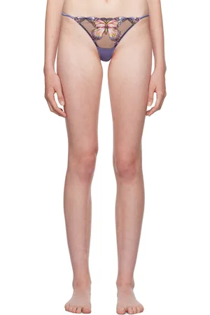 FLEUR DU MAL Tanga mauve à image brodée