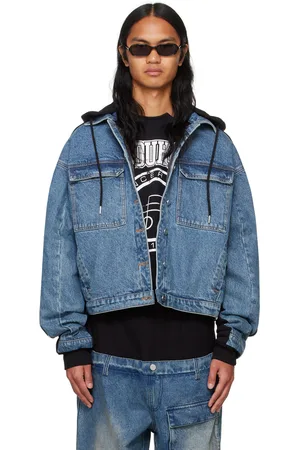 Spencer Badu Blouson bleu et noir en denim à panneaux