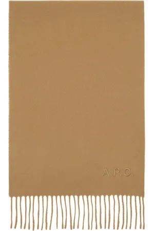 A.P.C. Écharpe Ambroise brun clair à logo brodé