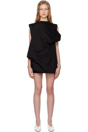 LII Robe courte noire à empiècement superposé exclusive à SSENSE