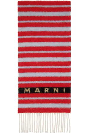 Marni Écharpe rouge et bleu à rayures