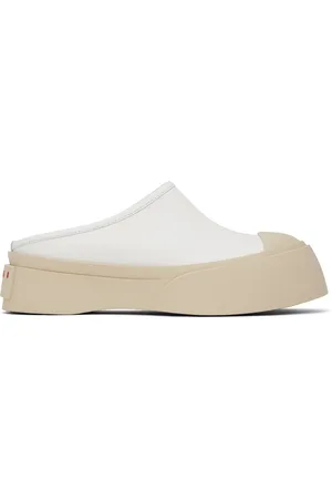 Marni Chaussures à enfiler de style sabot blanches en cuir à semelle Pablo