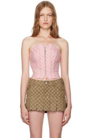 MISBHV Haut de style corset rose à monogrammes