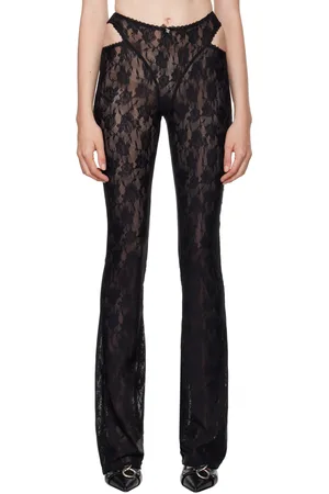 MISBHV Pantalon noir en dentelle à découpes
