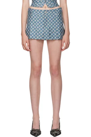 MISBHV Minijupe de style uniforme scolaire bleue à monogrammes