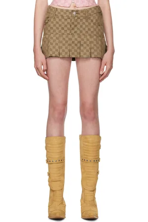 MISBHV Minijupe brune à plis et à monogrammes