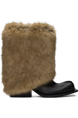FIDAN NOVRUZOVA Bottes Havva noir et brun à empiècement superposé épais