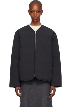Jil Sander Blouson noir rembourré en duvet à col en Y