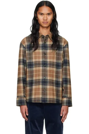 A.P.C. Surchemise Bobby brun clair et bleu marine