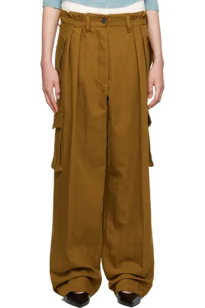 DRIES VAN NOTEN Pantalon brun en gabardine