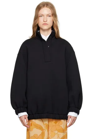 DRIES VAN NOTEN Pull molletonné noir à col droit