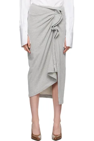 DRIES VAN NOTEN Jupe midi grise en jersey bouclette