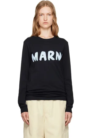 Marni T-shirt à manches longues noir à logo imprimé