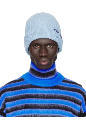 Marni Bonnet bleu en laine Shetland