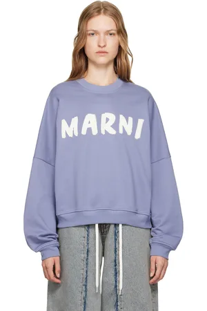 Marni Pull molletonné bleu à logo imprimé