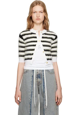 Marni Cardigan noir et blanc à rayures