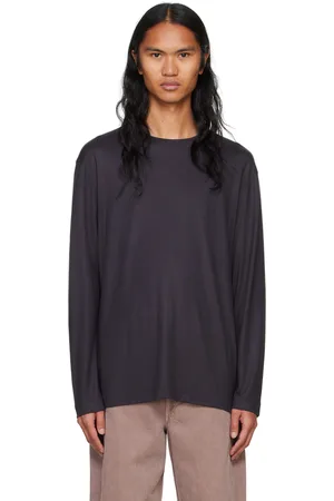 LEMAIRE T-shirt à manches longues épais noir en soie