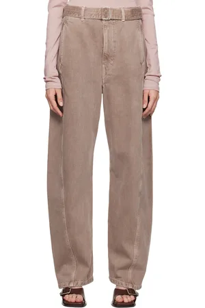 LEMAIRE Jean rose à coutures extérieures torsadées et à ceinture
