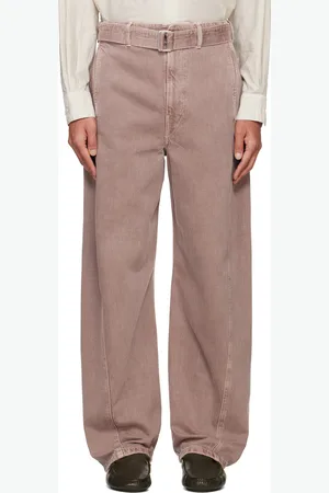 LEMAIRE Jean rose à coutures extérieures torsadées et à ceinture