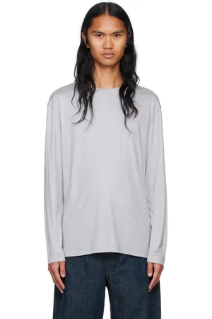 LEMAIRE T-shirt à manches longues épais gris en soie