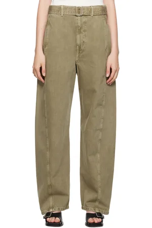 LEMAIRE Jean vert à coutures extérieures torsadées et à ceinture