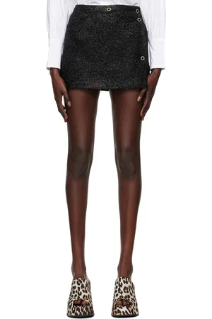 Ganni Minijupe noire à fils métalliques