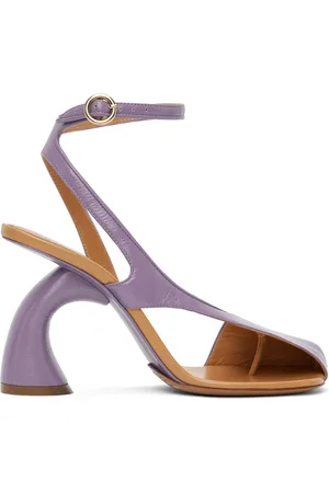 DRIES VAN NOTEN Sandales à talon virgule modifié mauves à découpe